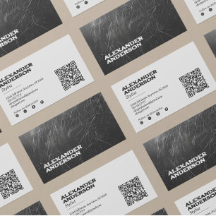 Carte De Visite Noir moderne Scribble Charbon Professionnel