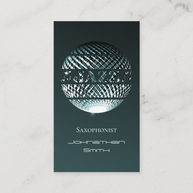 Carte de visite noir musicien de jazz (Devant)