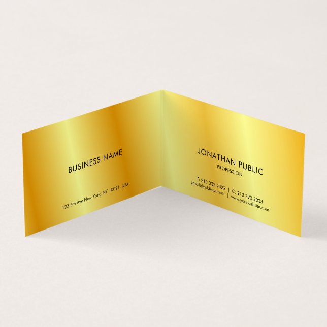 Carte De Visite Noir & Or Professionnel Design élégant plié (Intérieur)