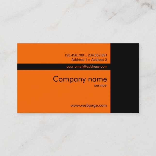 Carte de visite noir orange fait sur commande (Devant)
