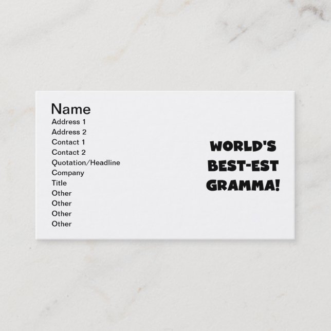 Carte De Visite Noir ou blanc du Meilleur-est Gramma du monde (Devant)