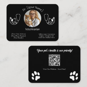 Carte de visite noir personnalisable pour vétérina