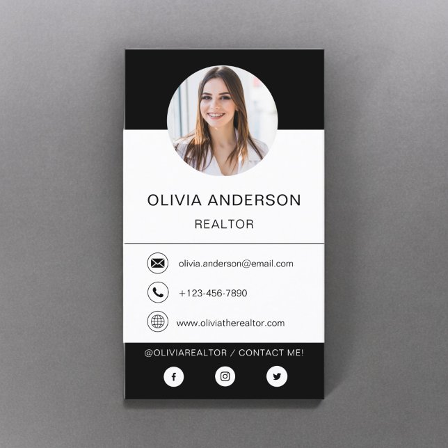 Carte de visite noir photo professionnel (Créateur téléchargé)