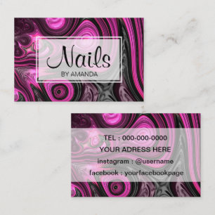 Carte De Visite Noir pourpre de NailArt de pédicurie d'artiste de