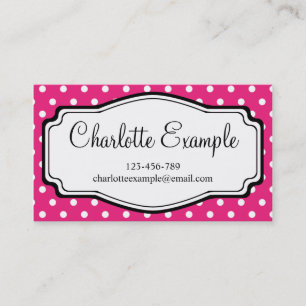 Carte De Visite Noir rose blanc Polka point classique personnalis
