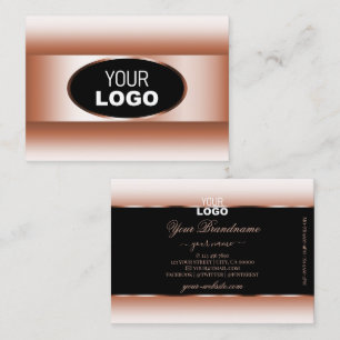 Carte De Visite Noir Rose Gold Oval Frame Logo Rosy Golden Ombre