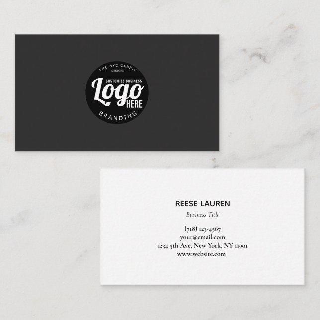 Carte de visite noir simple avec logo (Devant / Derrière)