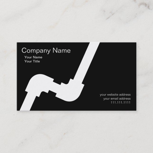 Carte De Visite Noir simple de Businesscard de plombier (Devant)
