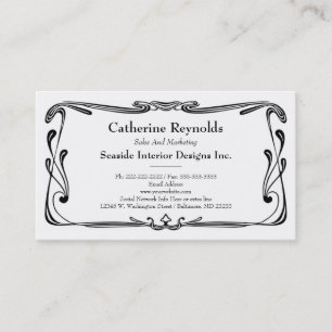 Carte De Visite Noir simple de rétro d'art déco frontière moder