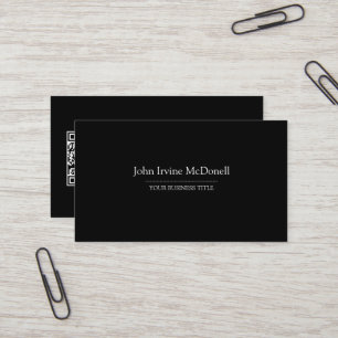 Carte de visite noir simple et simple avec code QR