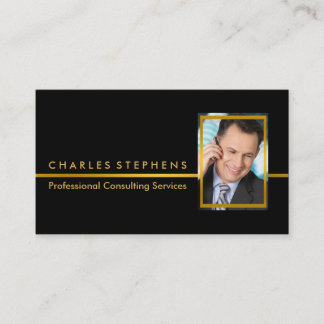 Carte De Visite Noir simple | Gold Professional Consulting Photo