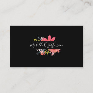 Carte De Visite Noir sur Fleurs noires