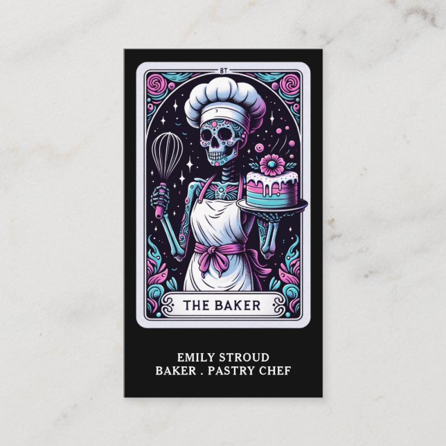 Carte de visite noir Tarot Baker (Devant)