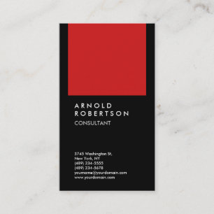 Carte De Visite Noir tendance Rouge moderne minimaliste Plain