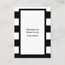 Carte De Visite Noir Vertical Blanc rayé Plain moderne
