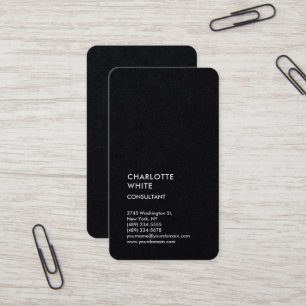 Carte De Visite Noir vertical minimaliste tendance Élégant simple