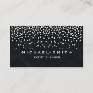 Carte de visite noire avec paillettes subtile feui