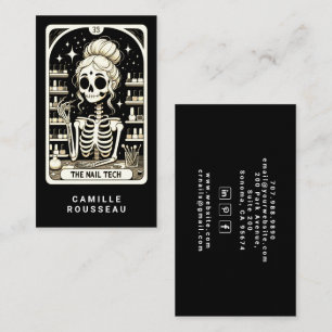 Carte de visite noire de technicienne en onglerie