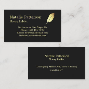Carte de visite noire moderne pour services de not