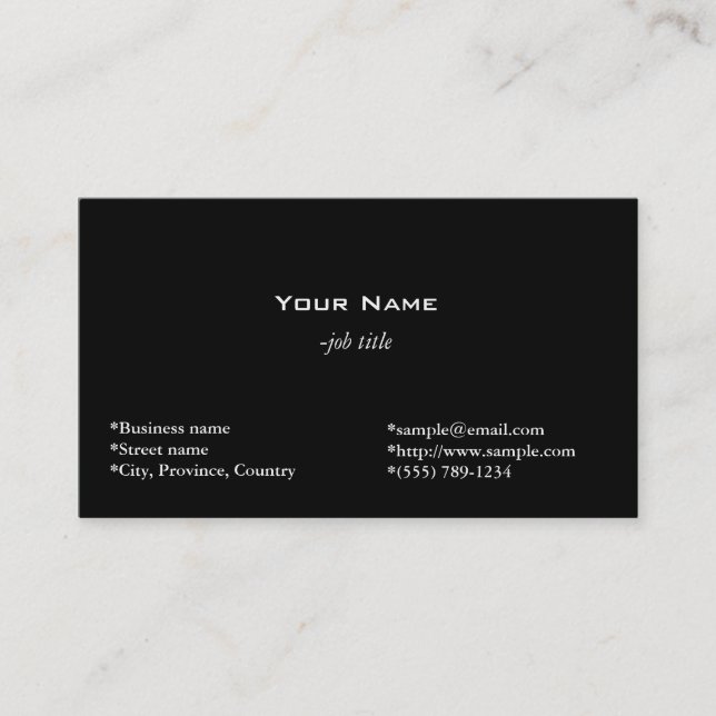 carte de visite noire simple (Devant)
