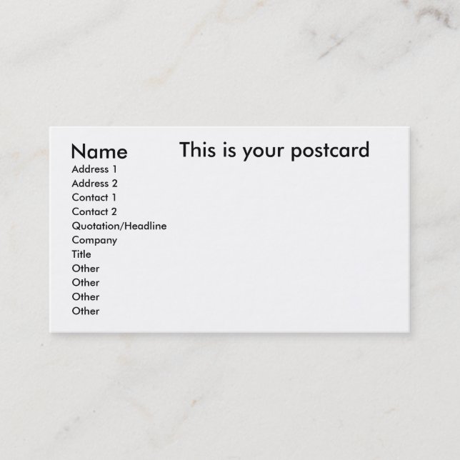 Carte De Visite Nom, adresse 1, adresse 2, contact 1, contact… (Devant)