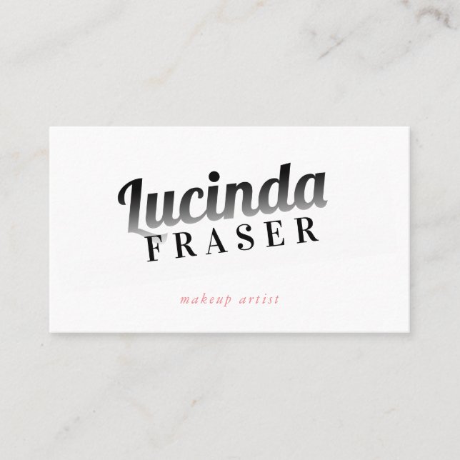 Carte De Visite NOM BOULON FADE rétro minimal corail noir rose (Devant)