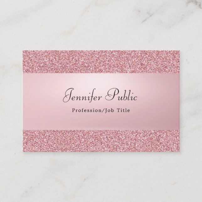 Carte De Visite Nom Calligraphié Rose Gold Parties scintillant Mod (Devant)