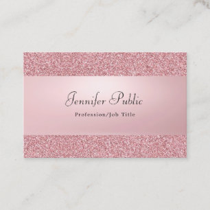 Carte De Visite Nom calqué Rose Gold Parties scintillant Moderne 