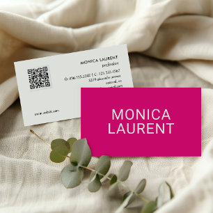 CARTE DE VISITE NOM CARRÉ CODE QR LOGO ICONS SOCIAUX ROSE CHAUD