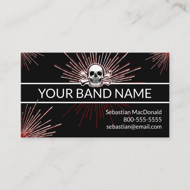 Carte De Visite Nom de bande personnalisé Rock & Roll Guitare Musi (Devant)