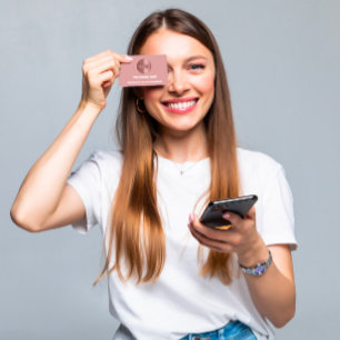 CARTE DE VISITE NOM DE CANAL VOUS TUBER LOGO QR CODE ROSE POWDER