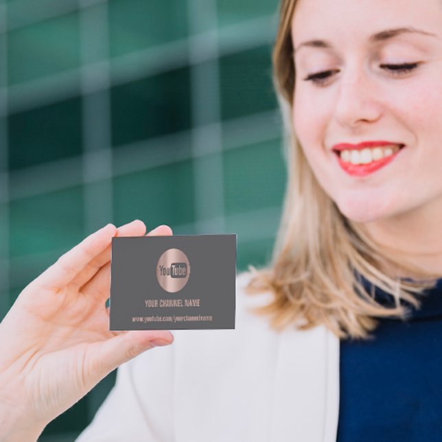 CARTE DE VISITE NOM DE CANAL YOUTUBER LOGO QR CODE GRAY (Créateur téléchargé)