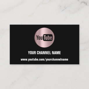 CARTE DE VISITE NOM DE CANAL YOUTUBER LOGO QR ROSE NOIR MODERNE