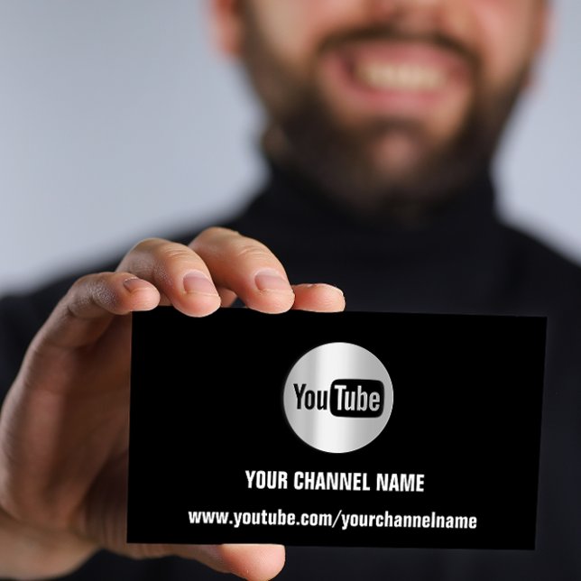 CARTE DE VISITE NOM DE CANAL YOUTUBER LOGO QR SOLVER GRAY NOIR (Créateur téléchargé)