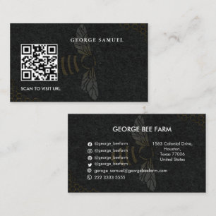 Carte De Visite Nom de ferme moderne simple   Code QR   Miel de fe