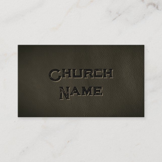 Carte De Visite Nom de l'église Noir cuir Grunge Christian (Devant)