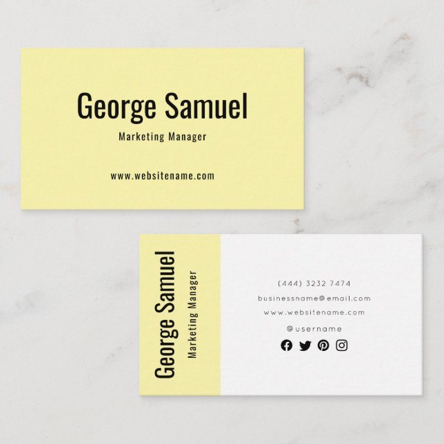 Carte De Visite Nom de l'emploi simple professionnel élégant Titre (Devant / Derrière)