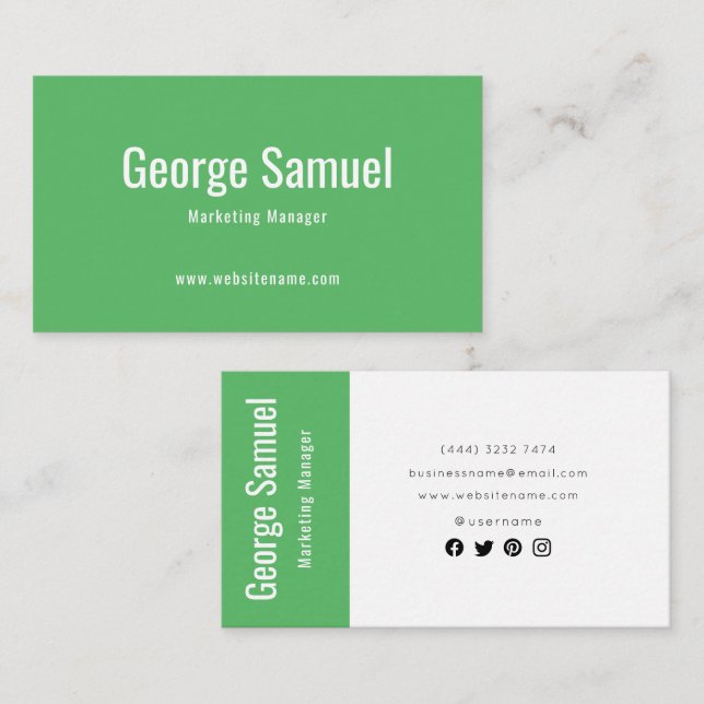 Carte De Visite Nom de l'emploi simple professionnel élégant Titre (Devant / Derrière)