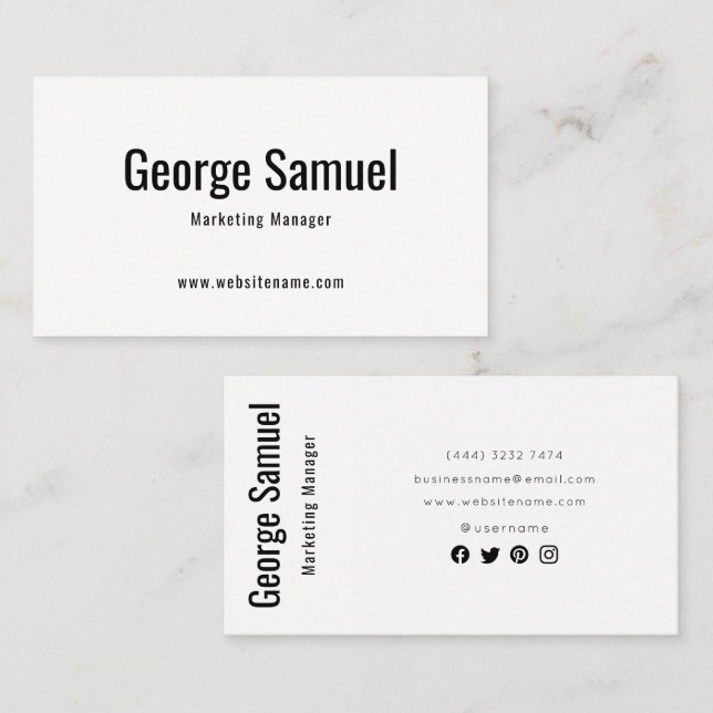 Carte De Visite Nom de l'emploi simple professionnel élégant Titre (Devant / Derrière)