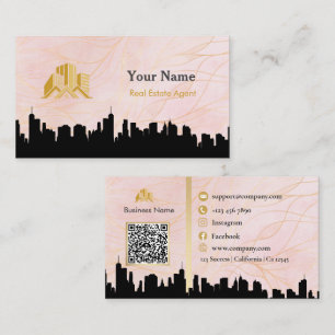Carte De Visite Nom de l'immeuble Balise Code Qr et logo