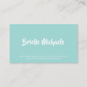 Carte De Visite Nom de script minimaliste aqua
