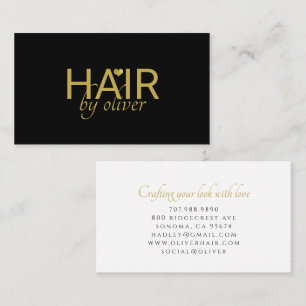 Carte De Visite Nom de script minimaliste Coiffeur coeur