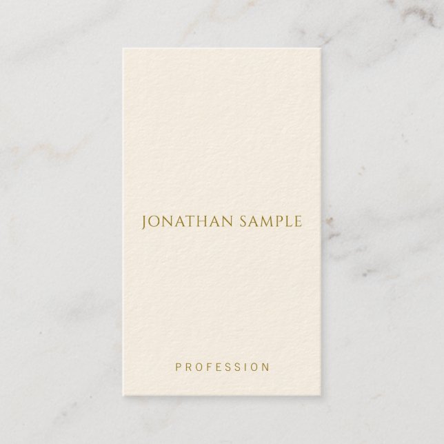 Carte De Visite Nom de texte Gold personnalisé Modèle Vertical Mod (Devant)