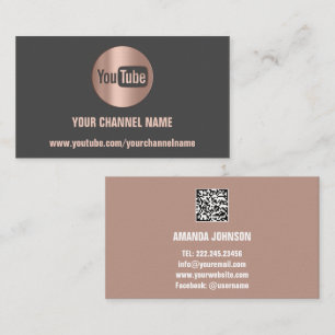 CARTE DE VISITE NOM DU CANAL LOGO YOUTUBER CODE QR GRAY