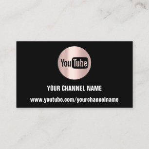 CARTE DE VISITE NOM DU CANAL LOGO YOUTUBER QR ROSE BLACK WHITE