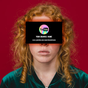 CARTE DE VISITE NOM DU CANAL VOUS TUBER LOGO CODE QR HOLOGRAPHIQUE