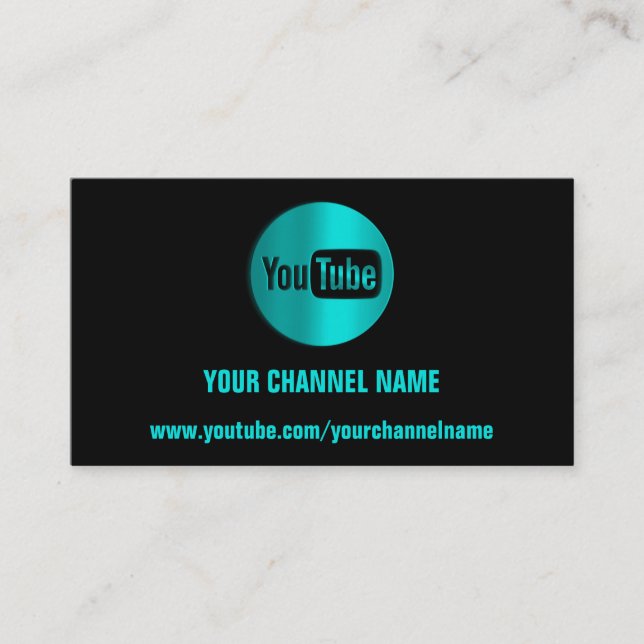CARTE DE VISITE NOM DU CANAL YOUTUBER LOGO QR CODE BLEU MINT (Devant)