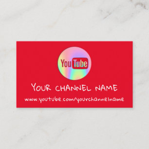CARTE DE VISITE NOM DU CANAL YOUTUBER LOGO QR CODE RED