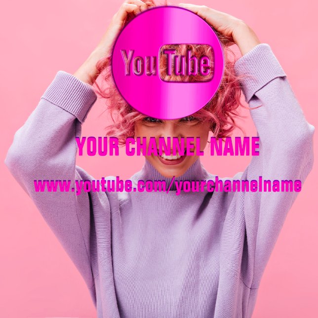 CARTE DE VISITE NOM DU CANAL YOUTUBER LOGO QR CODE ROSE BLANC (CHANNEL NAME YOUTUBER LOGO QR CODE PINK WHITE BUSINESS CARD )