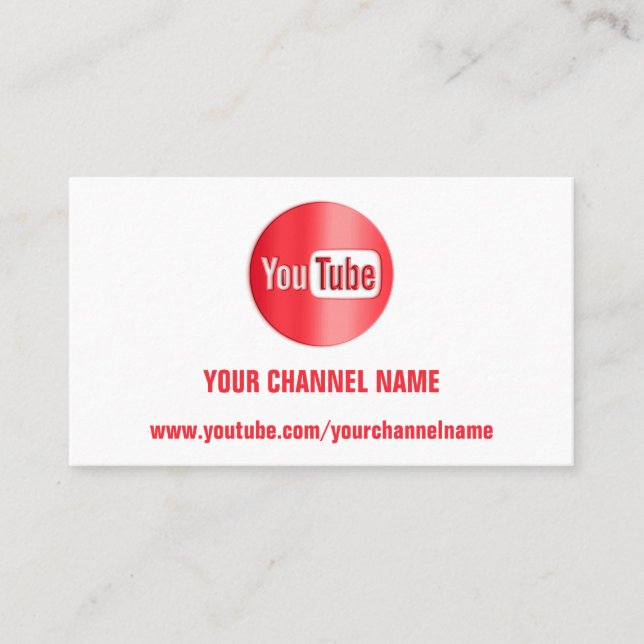 CARTE DE VISITE NOM DU CANAL YOUTUBER LOGO QR CODE ROUGE BLANC (Devant)